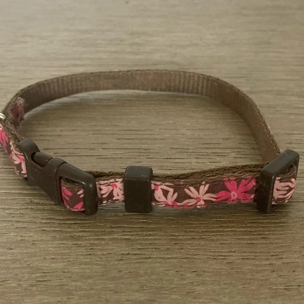 Pink Brown Floral Dog Pet Collar